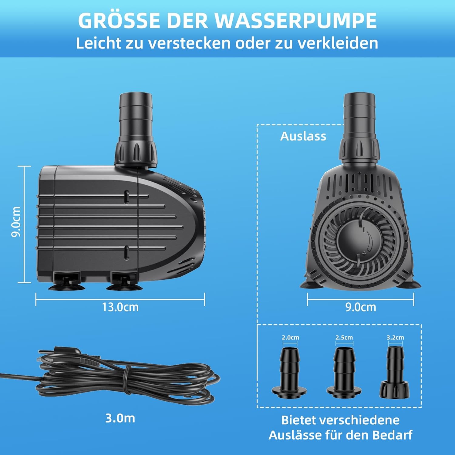 Thumbnail 6 de Pompe de Fontaine Submersible Biling 35W — Ultra-Silencieuse, 1500 L/H, 3 Adaptateurs, Anti-Sèche