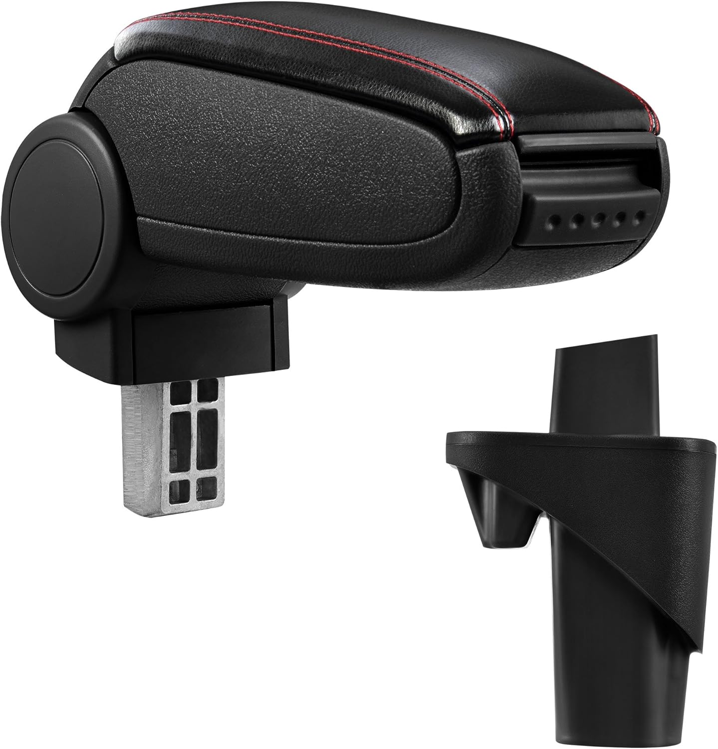 Thumbnail 5 de Bracciolo centrale con vano portaoggetti imbottito in similpelle nero con cucitura bianca