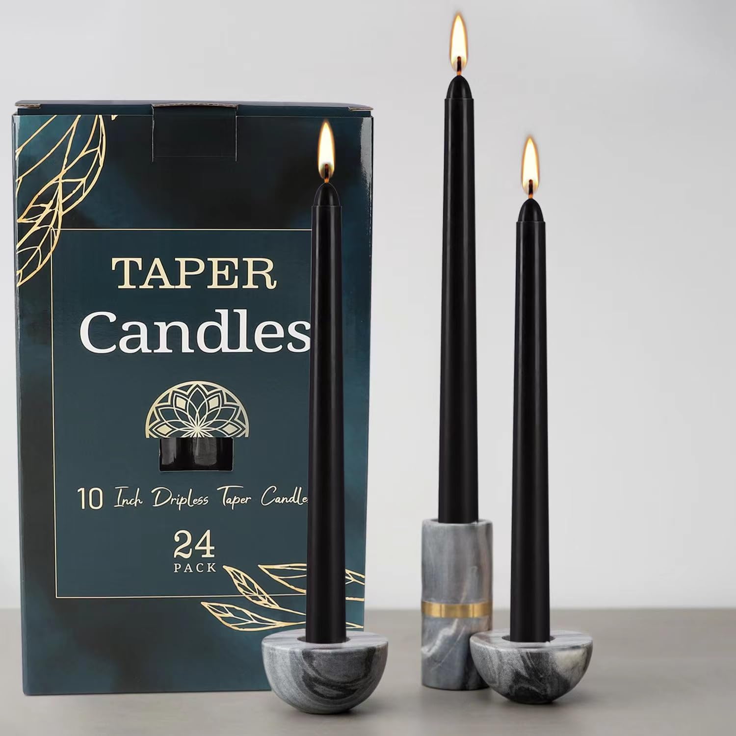 Detalle 2 de YOROXRG Black Taper Candles, 24 Pack
