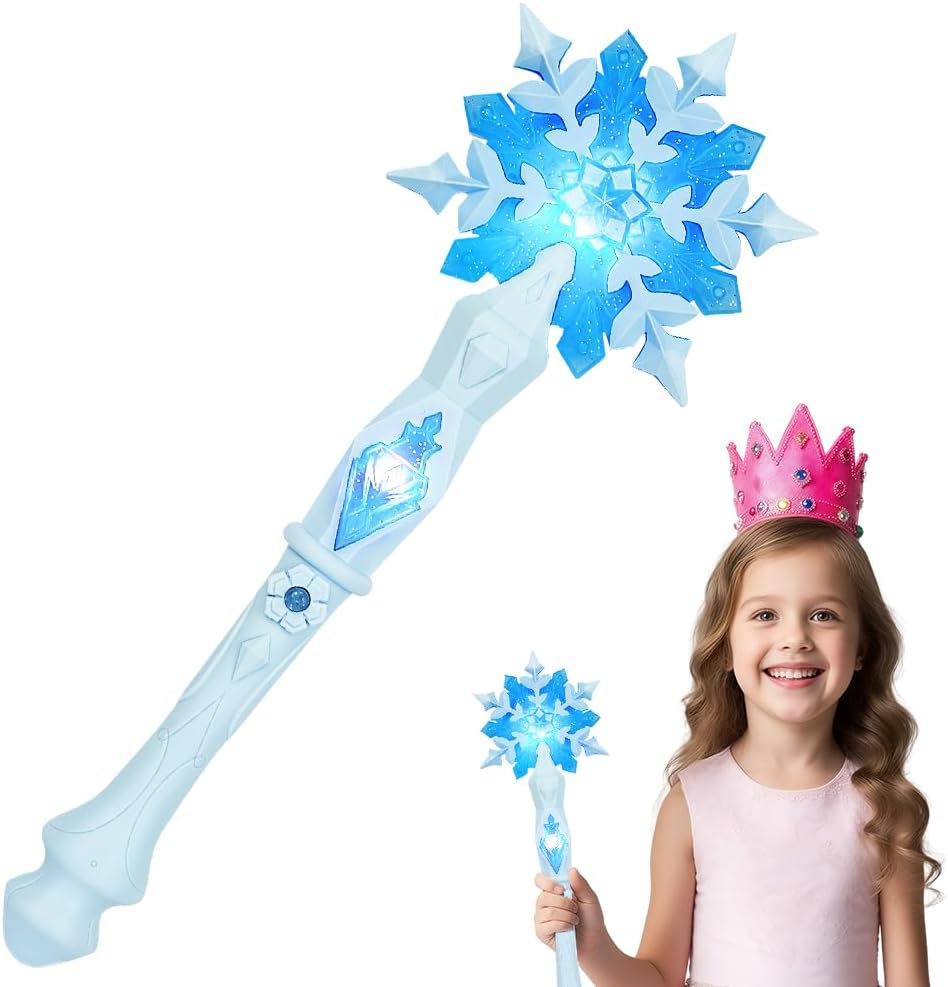AUYAO Zauberstab mit Licht 32 cm Schneeflocke