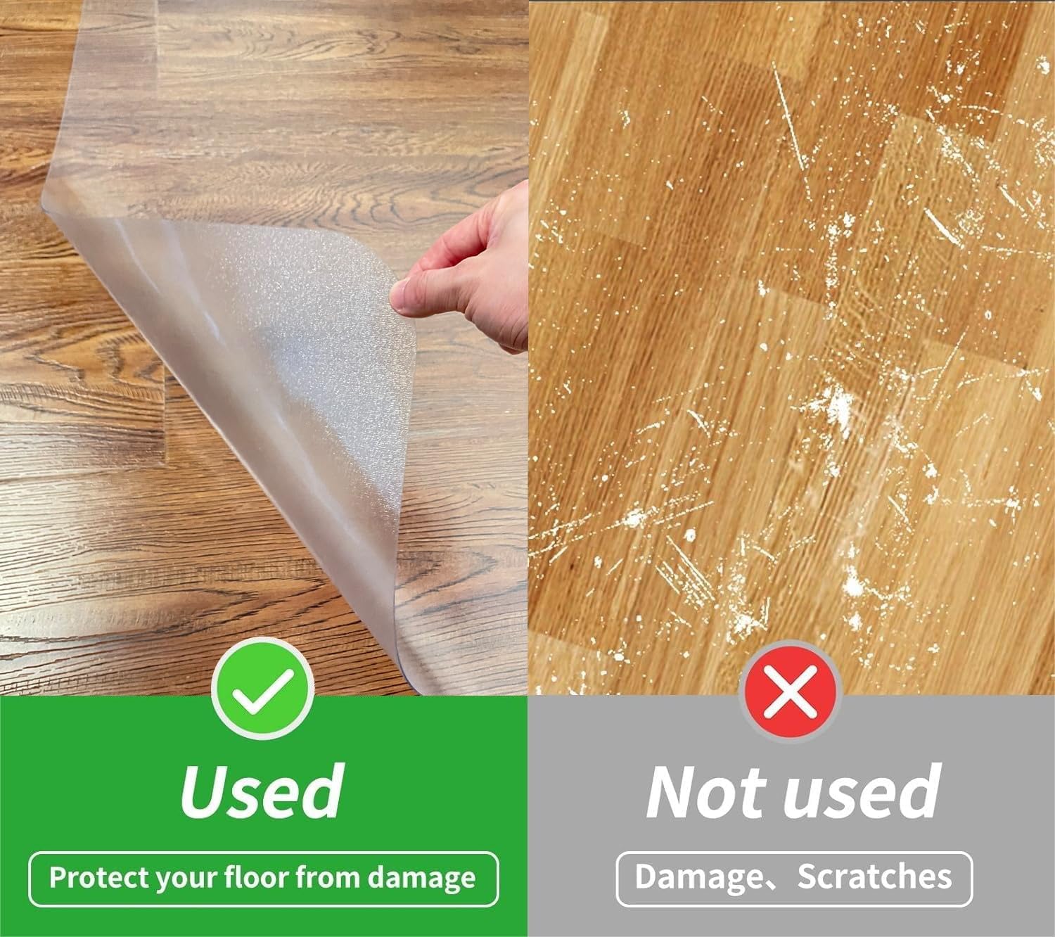 Thumbnail 2 de SHAREWIN Hard Wood Floor Chair Mat (120 x 75 cm) – Heavy Duty Anti-Slip PVC Protector