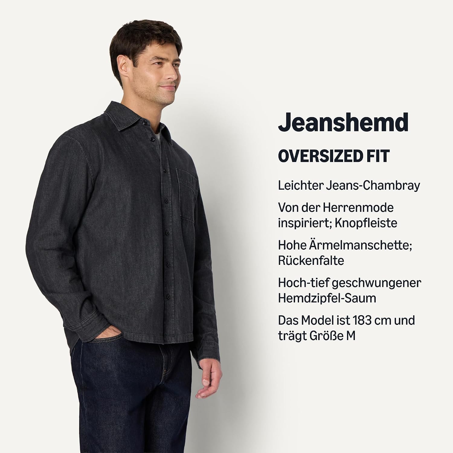 Detalle 2 de Amazon Essentials Herren Demis Favorit Oversize-Button-Down Jeanshemd