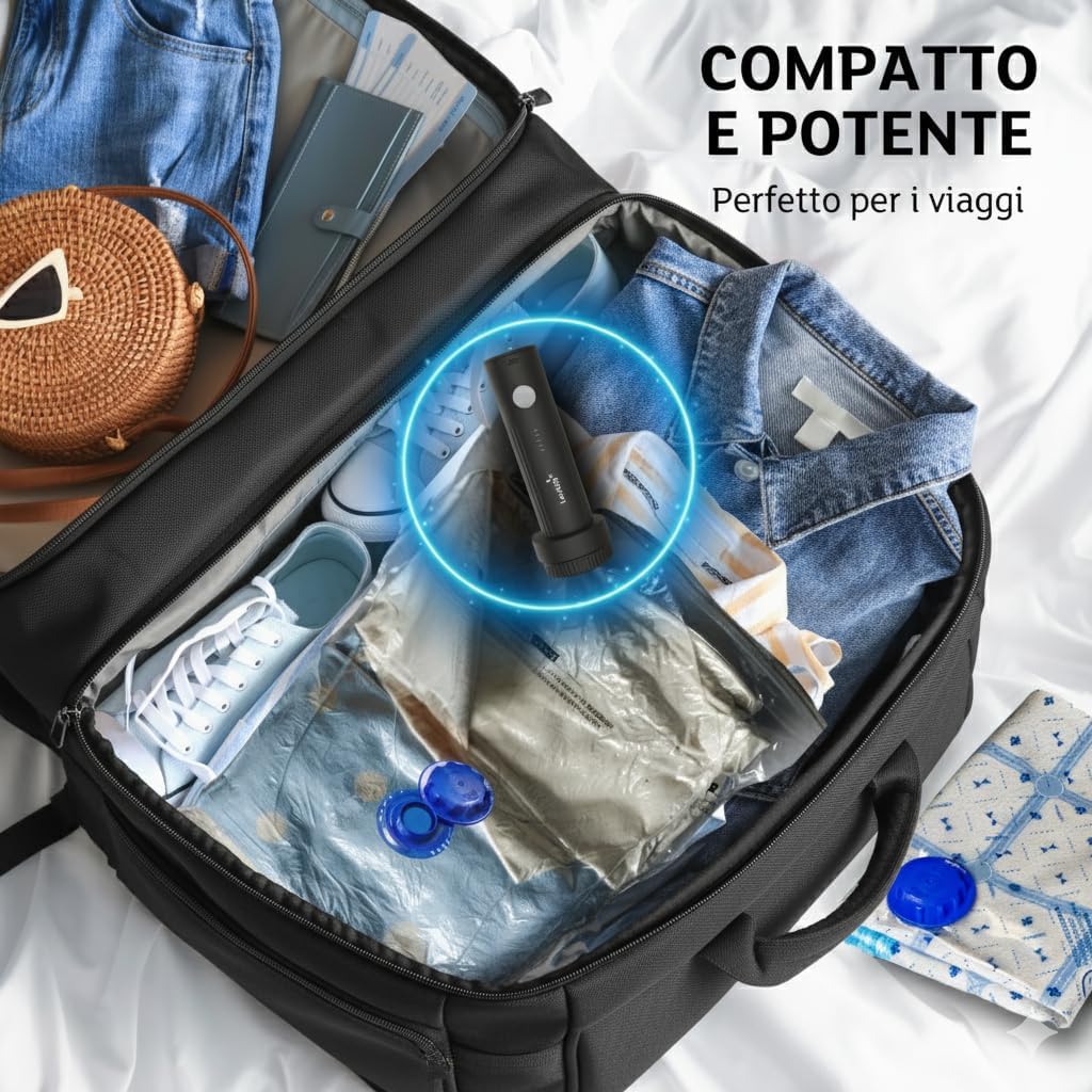 Thumbnail 3 de Zaino sottovuoto Lavatelli: 40x30x20 cm + Pompa USB-C e 2 sacchetti Travel 40x45 cm per bagaglio a mano