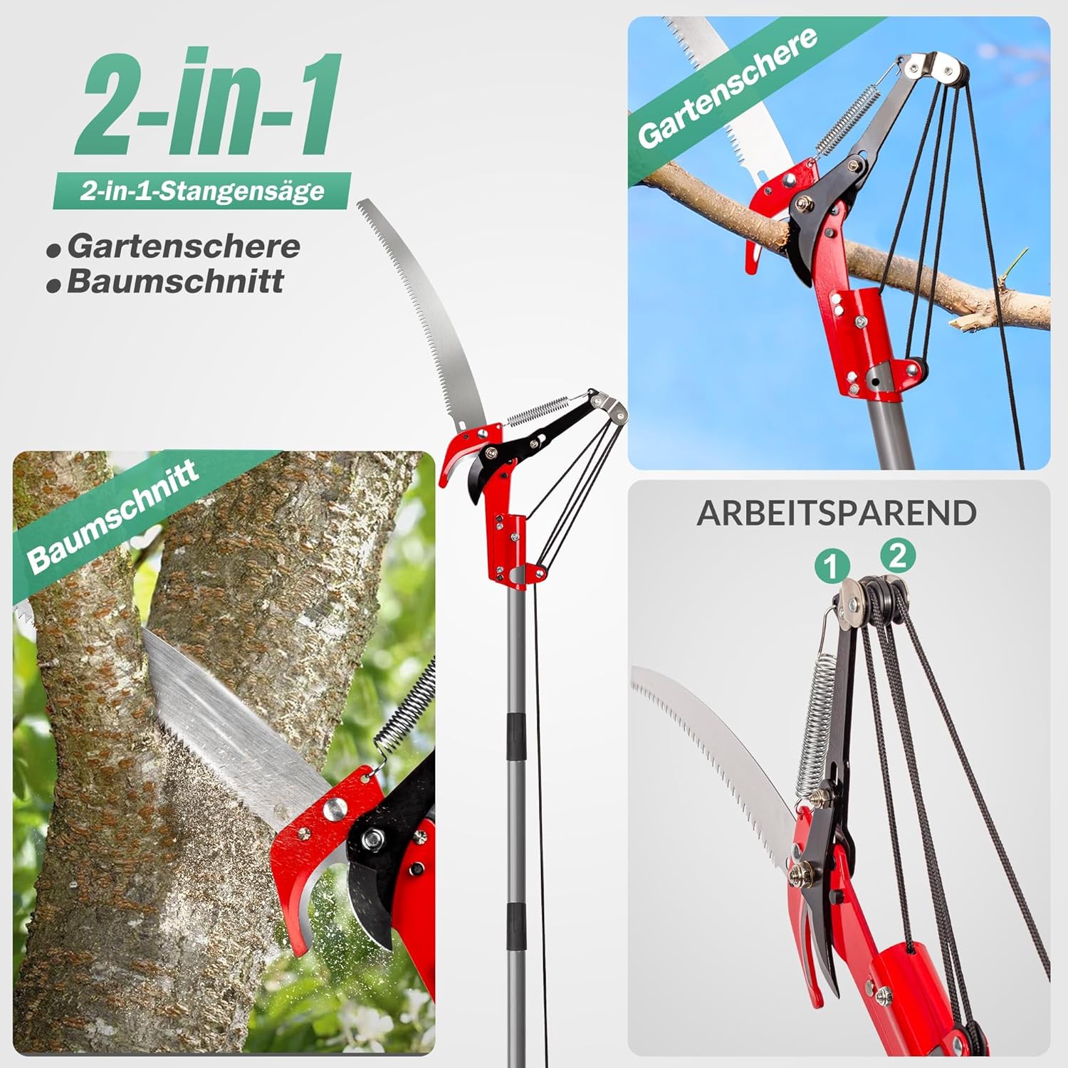Thumbnail 3 de Walensee 2-in-1 Telescopic Tree Pruner & Saw (4.3 m) with 10-Piece Extendable Pole