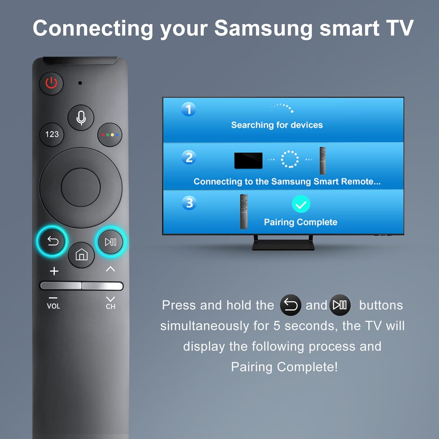Detalle 2 de BN59-1266A Voice Replacement Remote for Samsung Smart TVs (Voice Function) — Pairing Included — 1-Year Warranty