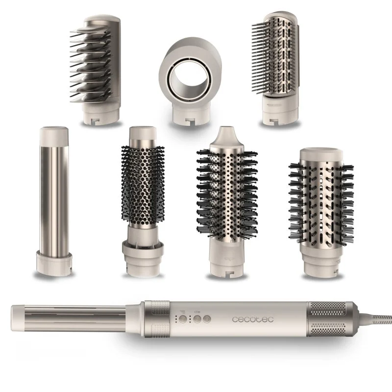 Detalle de Cecotec Bamba CeramicCare AirGlam Champagne: cepillo de aire moldeador 8 en 1 (1400 W) para rizos y peinado sin frizz