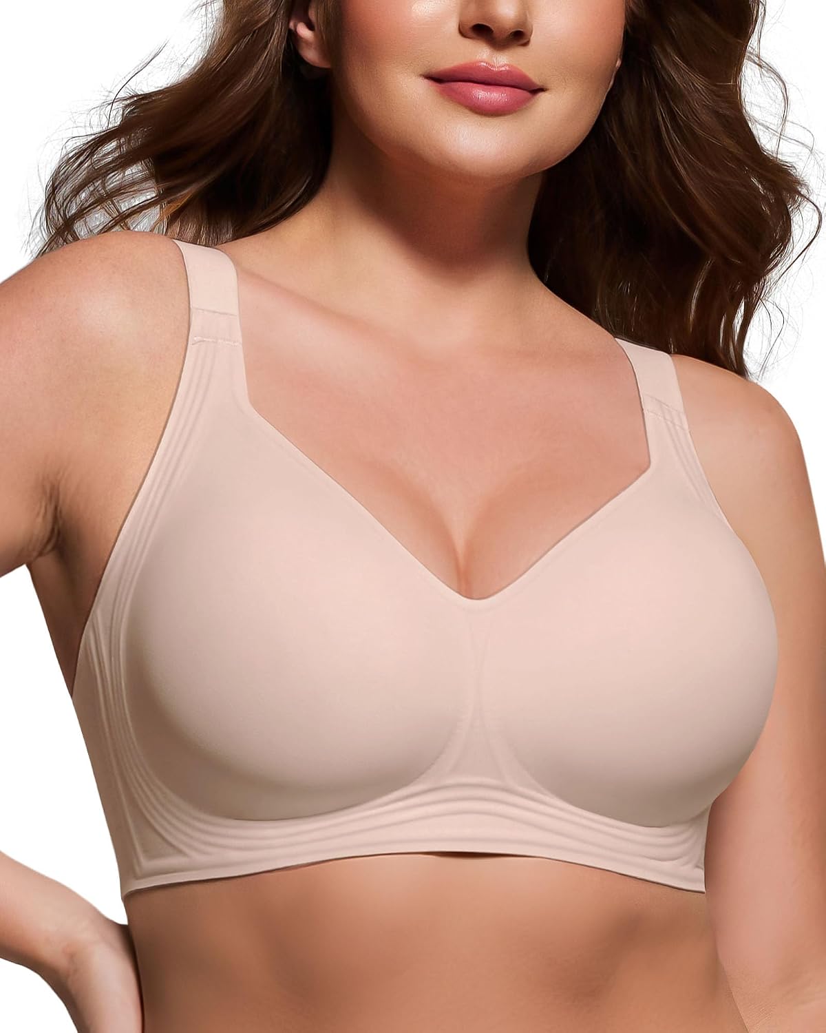 Detalle de As Fairy Full Coverage Wireless Bra for Women (No Underwire) Plus Size Seamless Bralette