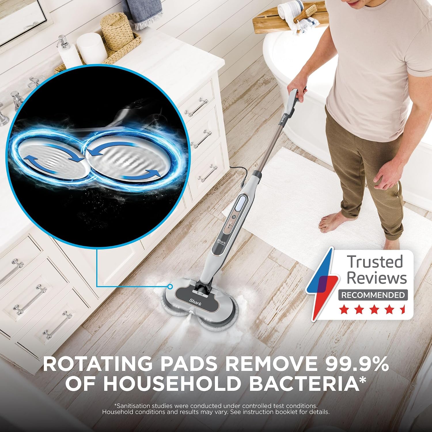 Detalle 2 de Shark Automatic Steam Mop S8201UK with 2 rotating Power Pads and 3 steam settings