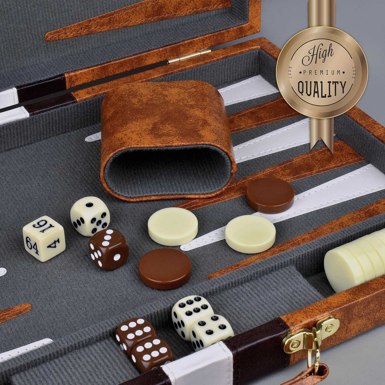Thumbnail 6 de Large Backgammon Sets for Adults (15-inch) in PU Leather Case — Classic 2-Player Board Game Gift