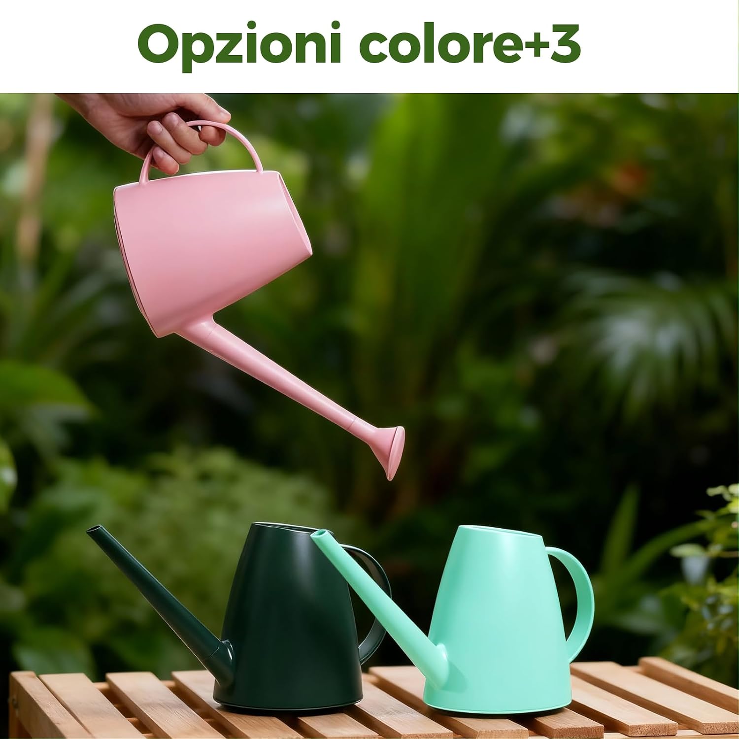 Detalle de Bamworld Annaffiatoio per Piante da Interno con Beccuccio Lungo 1,8 L – 3 colori, design ergonomico