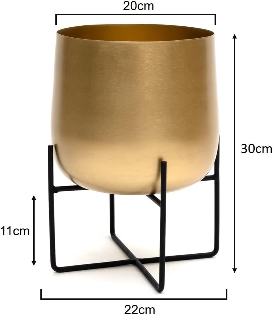 Thumbnail 5 de Olly & Rose Gold Plant Pot with Black Stand