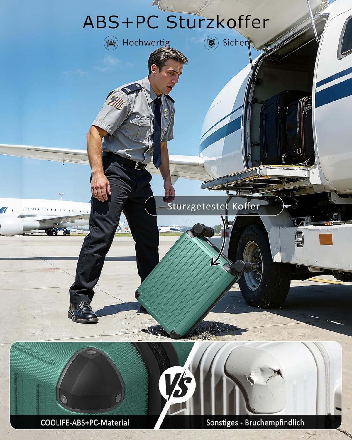 Thumbnail 6 de COOLIFE Ryanair Handgepäck Koffer 55x35x20 cm + Vakuumbeutel 60% mehr Platz – ABS+PC mit TSA-Schloss