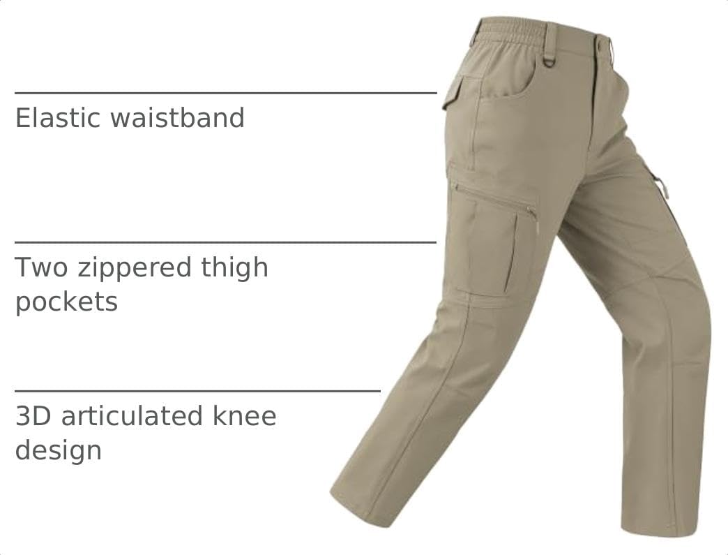 Detalle 2 de Buyboxs Men’s Waterproof Hiking Pants – Lightweight Nylon Cargo Work Pants with 6 Pockets