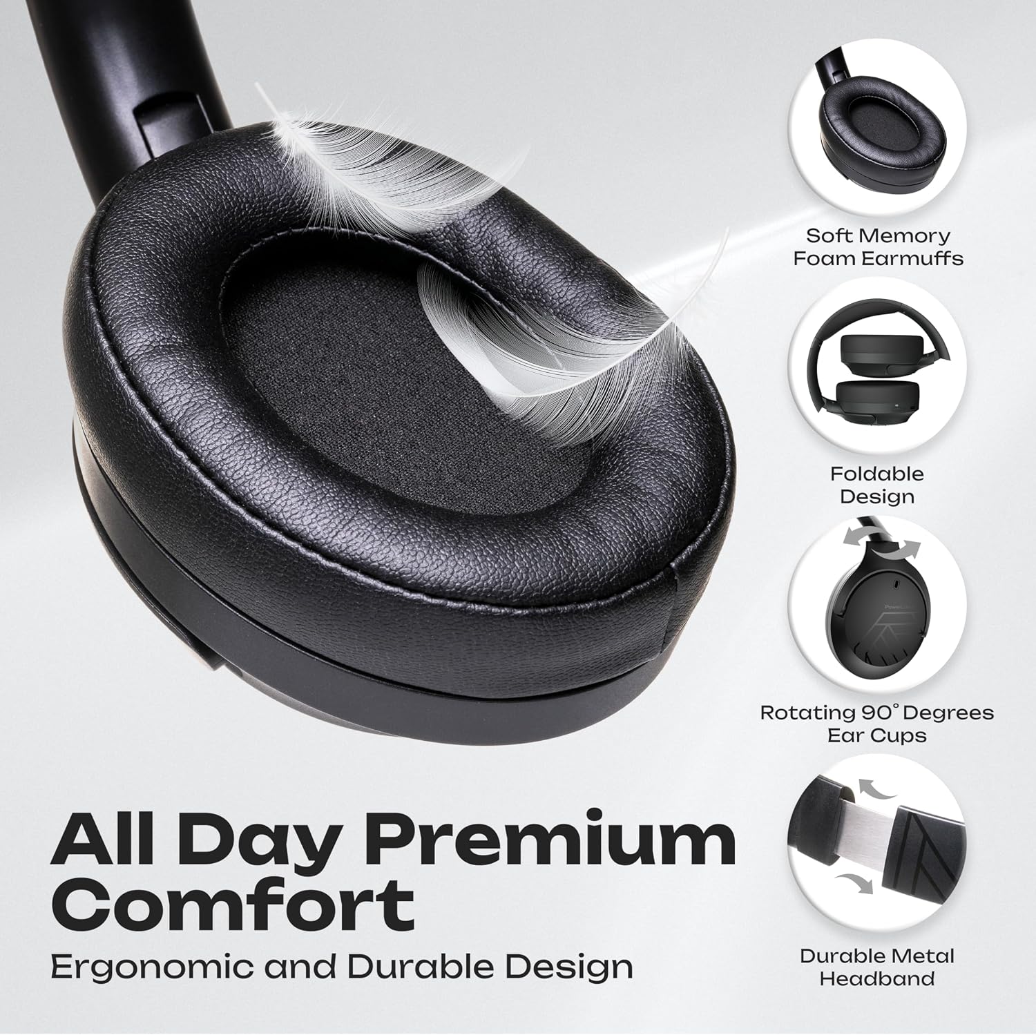 Thumbnail 2 de PowerLocus Bluetooth Headphones 60H wireless