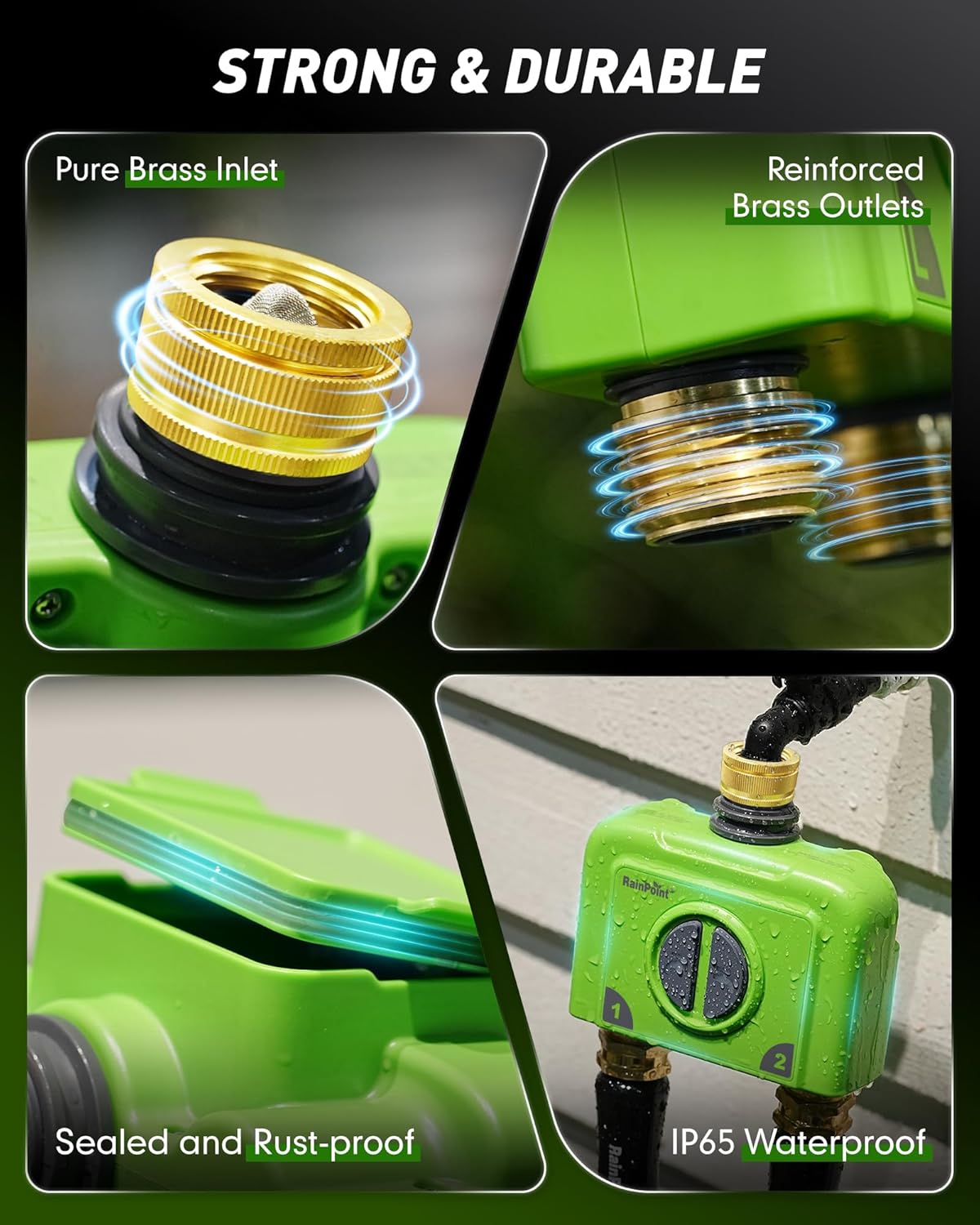 Thumbnail 5 de RAINPOINT WiFi Water Timer (2 outlets) – smart irrigation hose timer with brass inlet/outlet and weather-based control