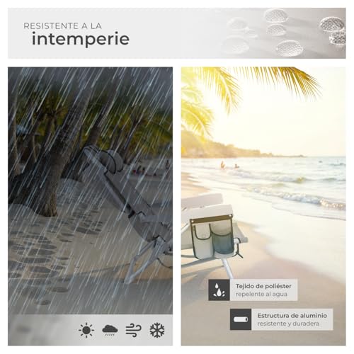 Thumbnail 6 de tectake Silla Playa Plegable con Respaldo Ajustable y Función Mochila – 2 Unidades Beige