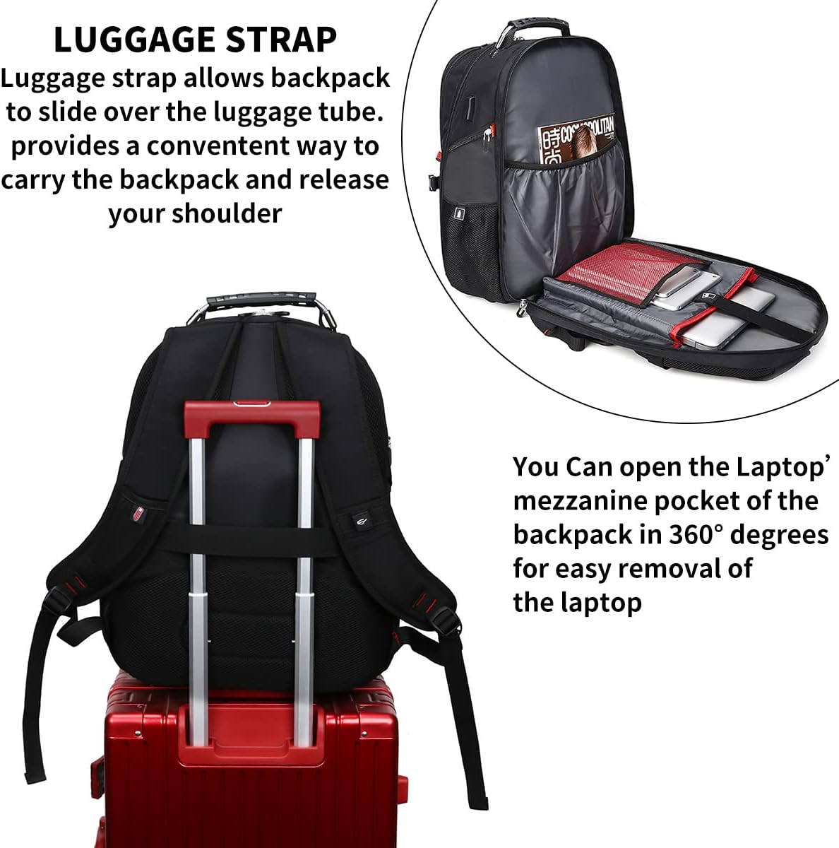 Detalle 2 de SHRRADOO Travel Laptop Backpack 50L