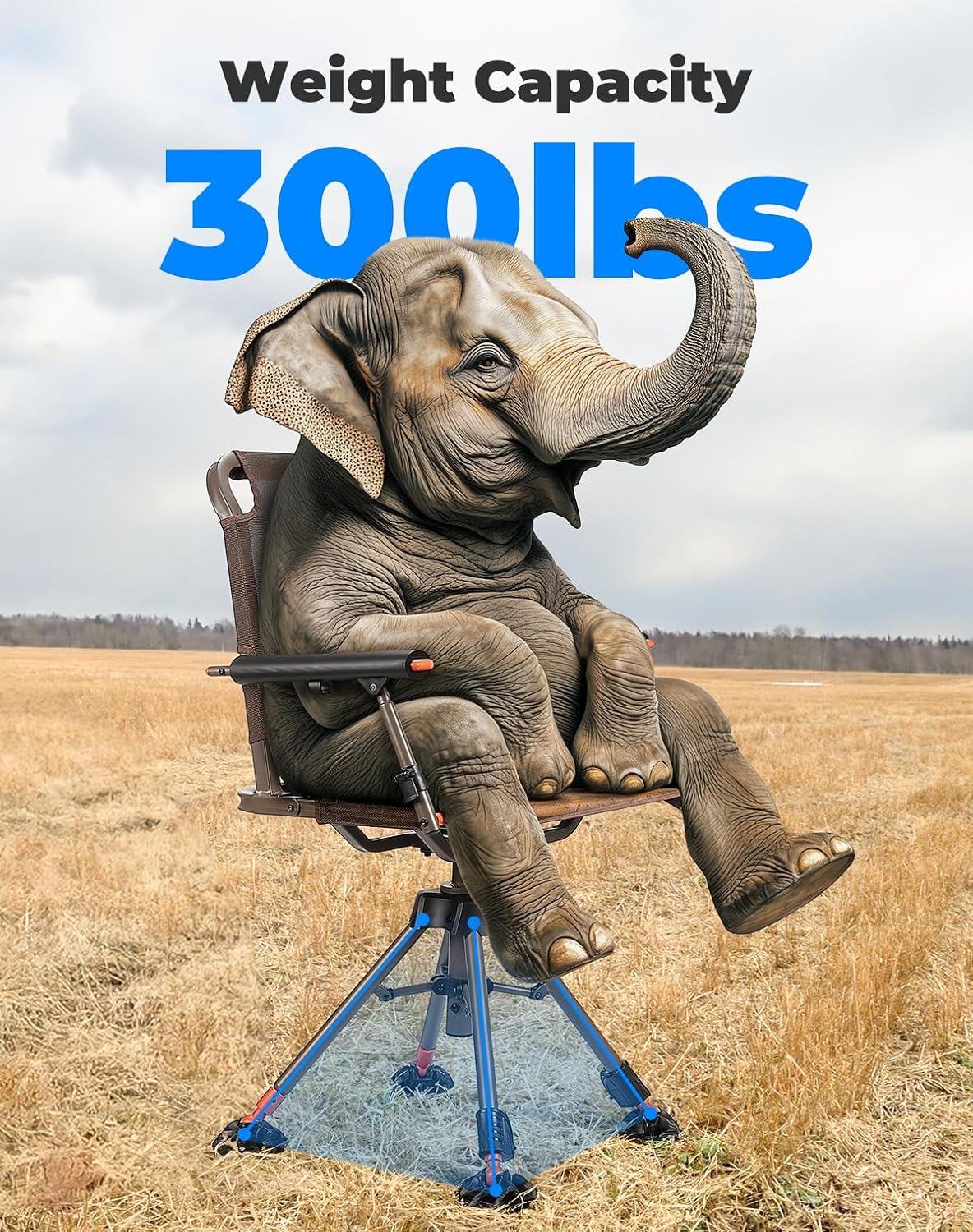 Detalle 2 de KEMIMOTO B1702-00401BR Hunting Blind Chair, 360° Swivel, Adjustable Height
