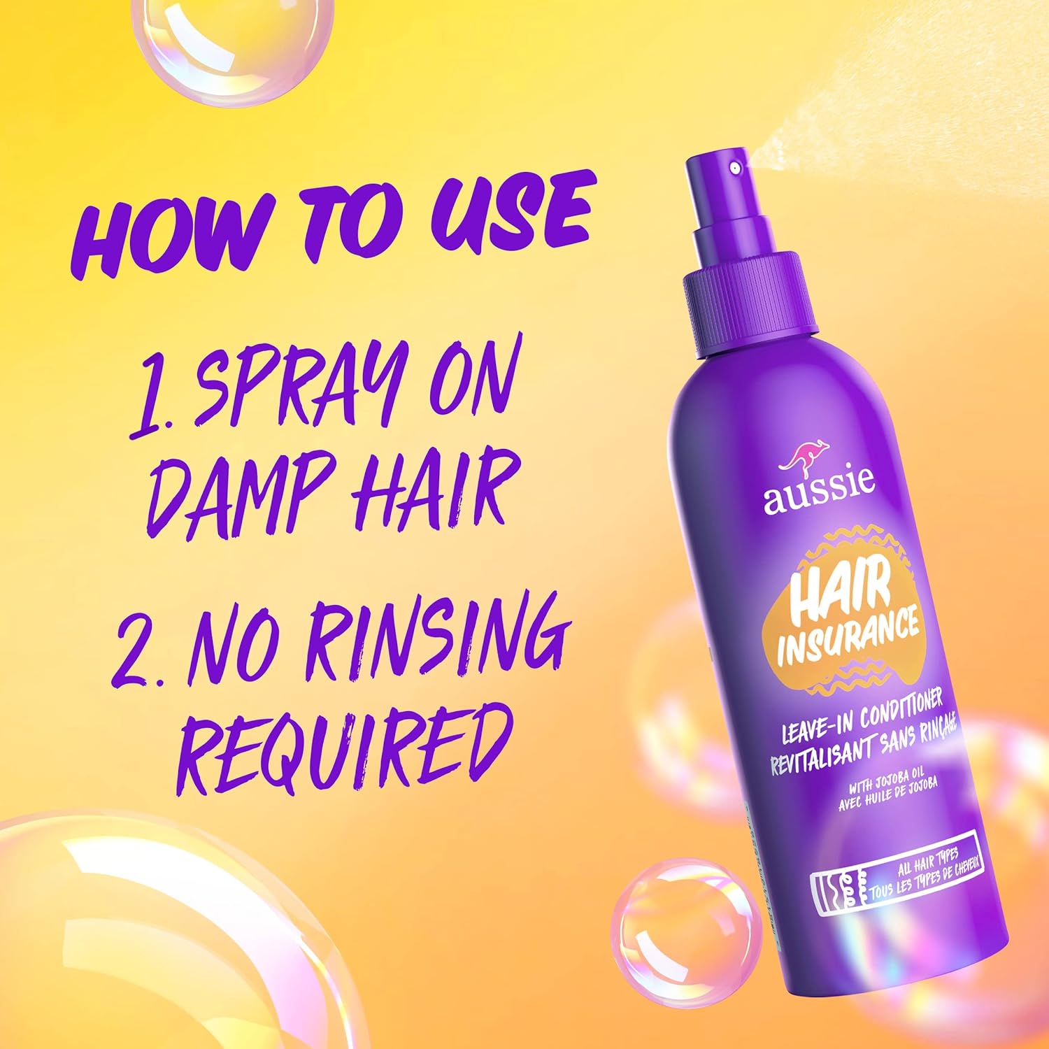 Detalle 2 de Aussie SG_B07NFS6GJ7_US Hair Insurance Leave-In Conditioner Spray, 3-Pack