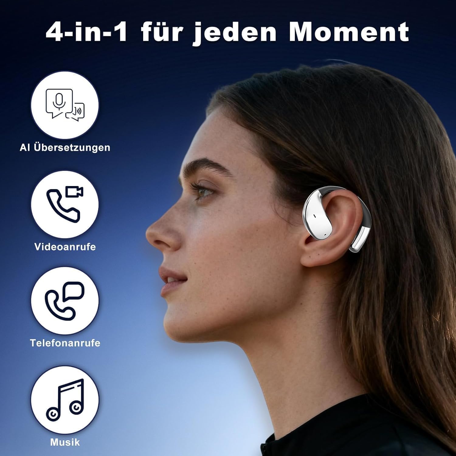 Detalle de NUPLEA AI Kopfhörer Übersetzer – 3-in-1 Übersetzungskopfhörer für bis zu 164 Sprachen, Open-Ear-Design