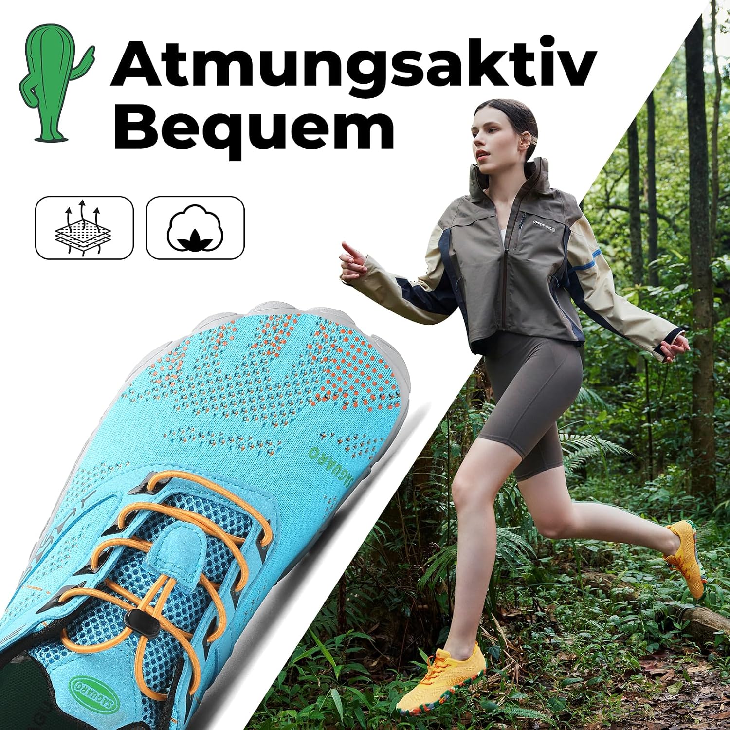 Detalle de SAGUARO Unisex Barfußschuhe Outdoor mit Zehenbereich und Zero-Drop Sohle (Gr. 36–48)