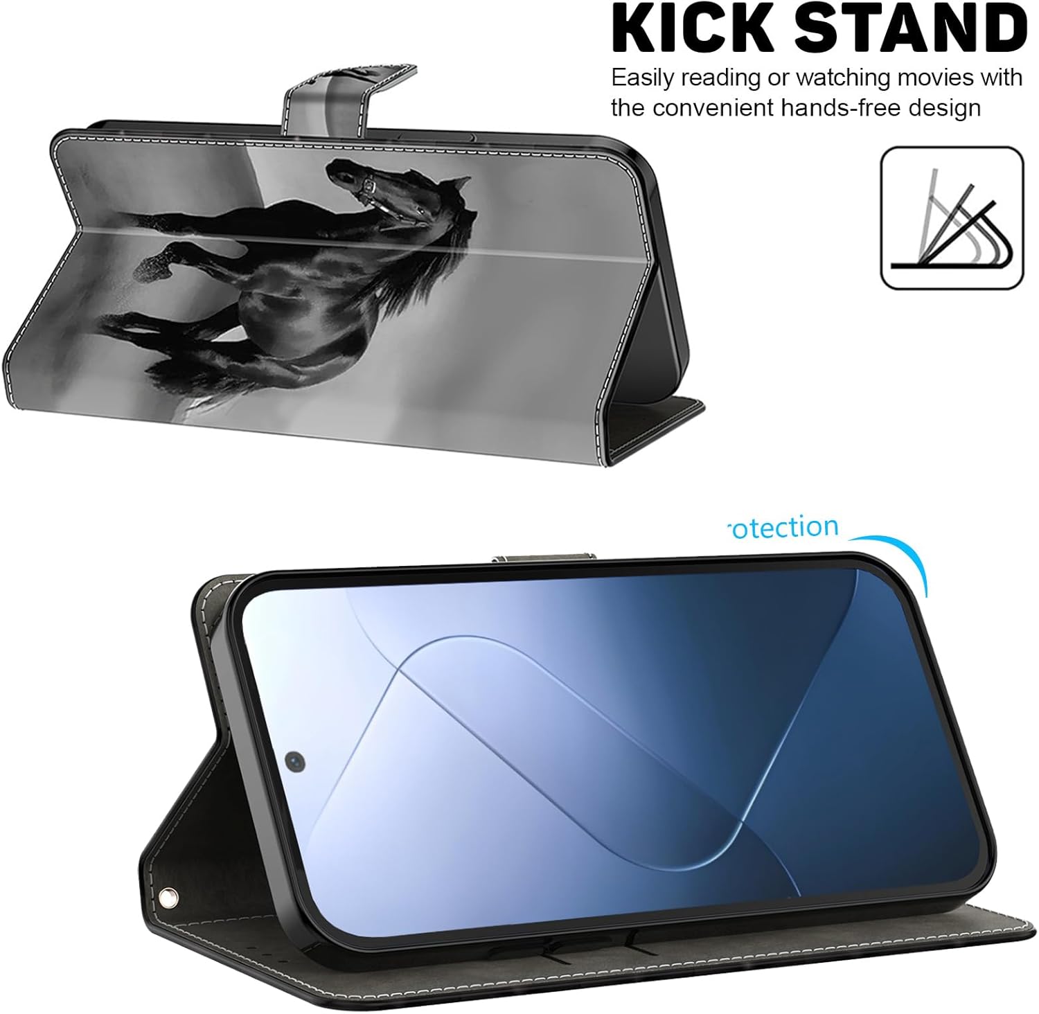 Thumbnail 3 de BOLELAW Flip-Hülle für Samsung Galaxy A54 5G – Magnetverschluss, Kartenfächer, Standfunktion, Lederoptik Schwarz