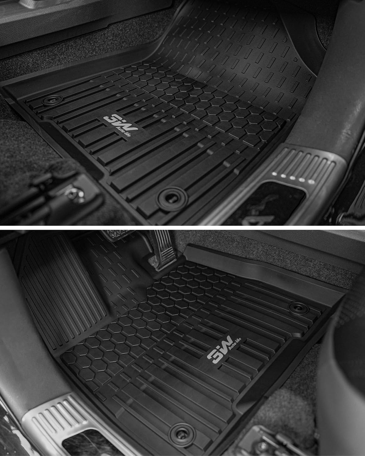 Thumbnail 3 de 3W TPE Floor Mats for 2024-2026 Toyota Tacoma Double Cab (Auto) — Custom Fit All-Weather Liners