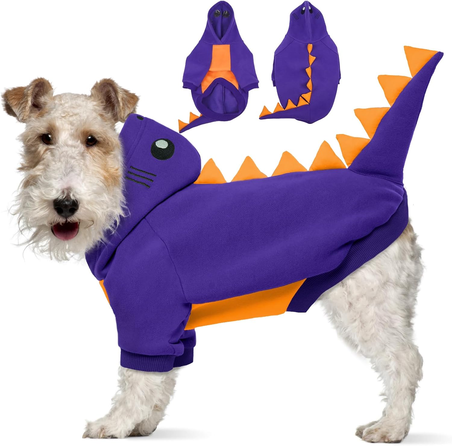 Detalle 2 de Lelepet dinosaur dog costume hoodie Purple M
