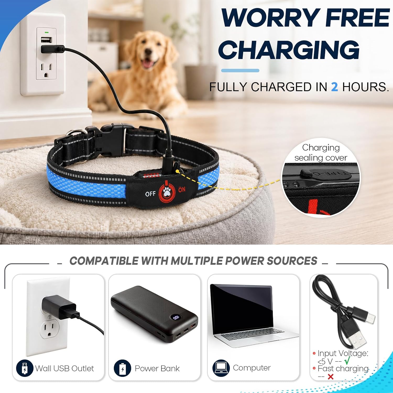 Detalle 2 de Bamda Light-Up Dog Collar, Blue