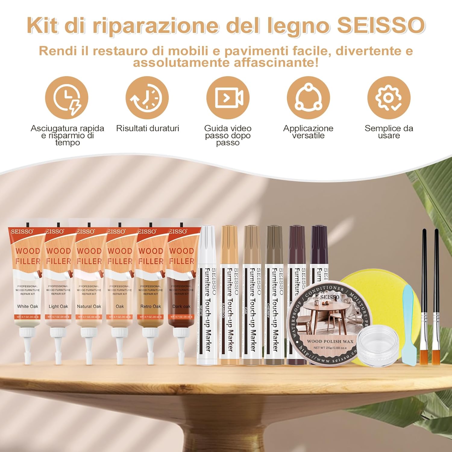 Thumbnail 1 de SEISSO Kit Riparazione Mobili Legno 6 Colori