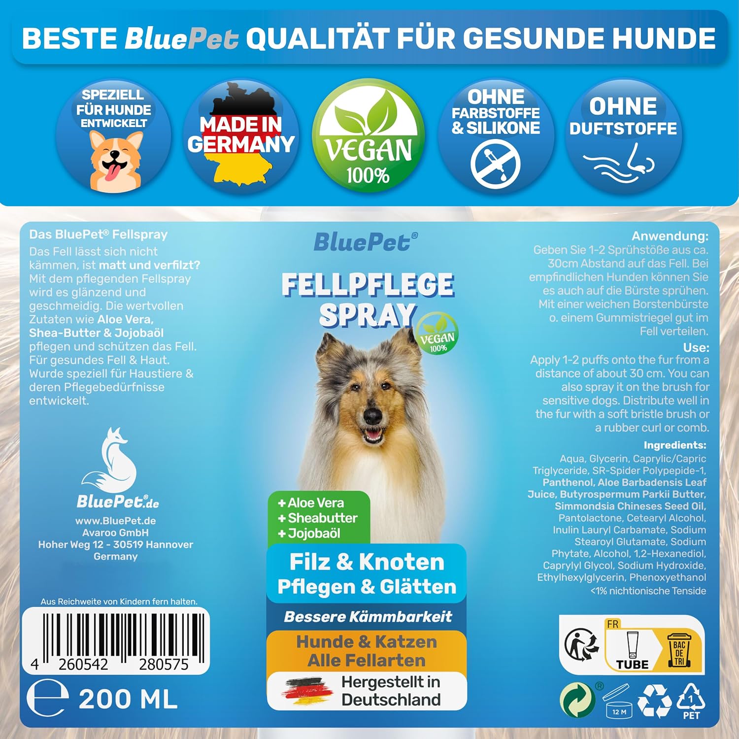 Thumbnail 6 de BluePet 200 ml Entfilzungsspray für Hunde & Katzen 🐾