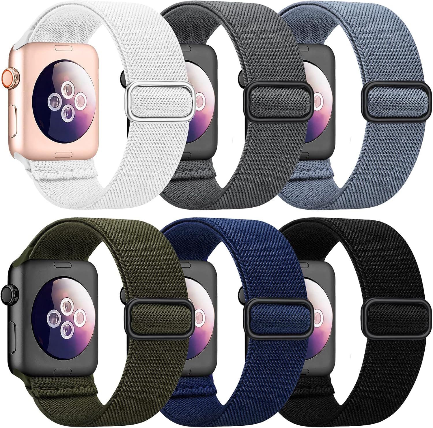 Detalle de Higgs stretchy nylon watch strap 6 pack