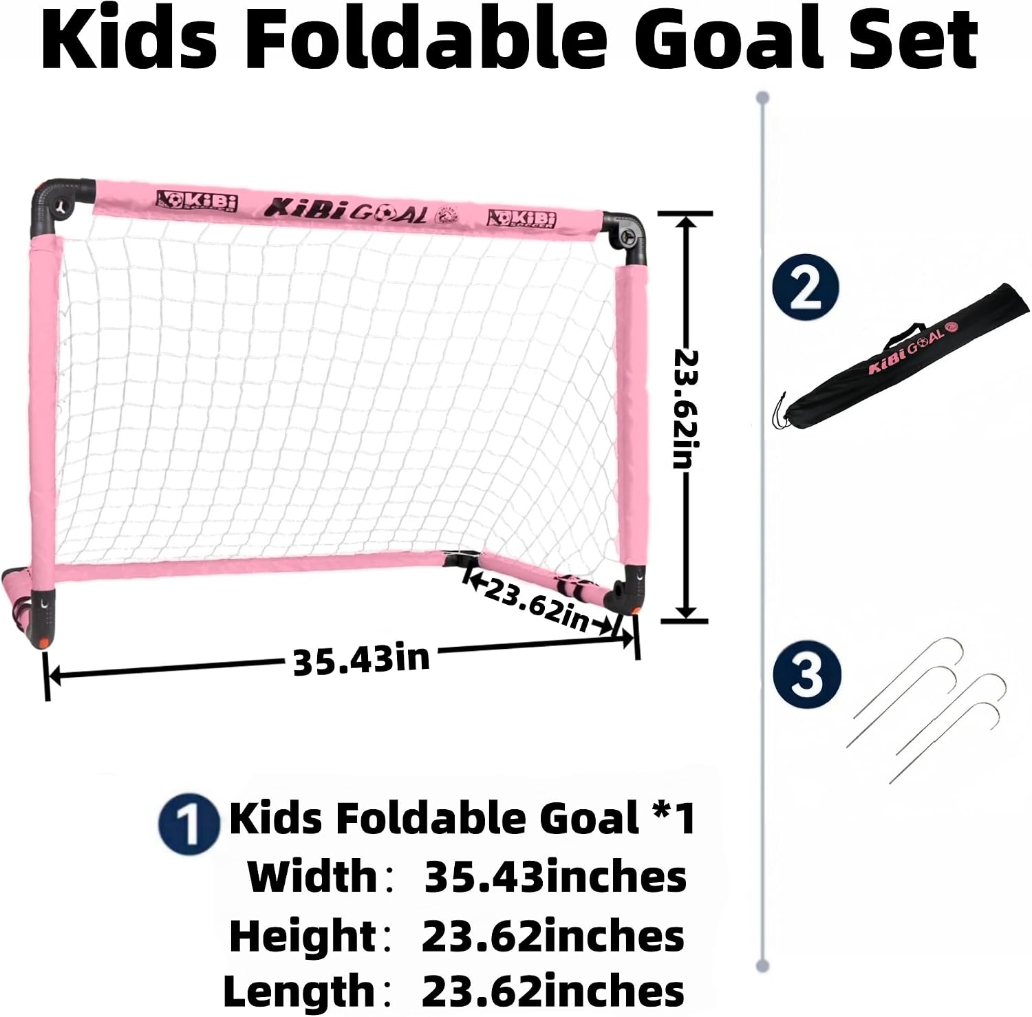 Detalle 2 de KiBiGOAL Foldable Mini Football Goal for Kids (Pink) – Indoor & Outdoor Portable Goal