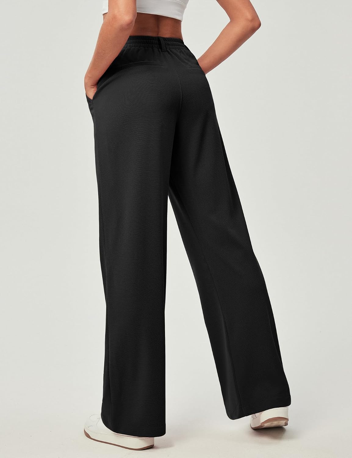 Detalle 2 de Ewedoos Wide Leg Trousers for Women – Stretchy Palazzo Pants with Pockets for Work and Casual Wear