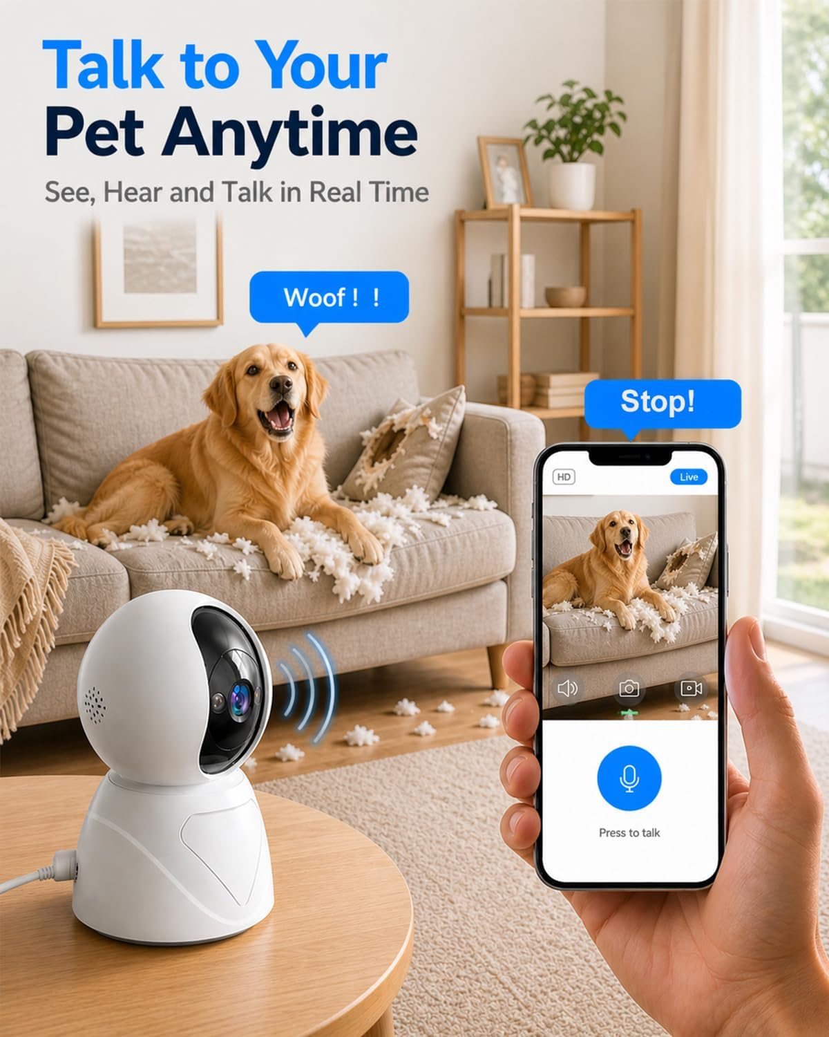 Thumbnail 6 de 2K Indoor Security Camera 5G Pan/Tilt with Intercom, 3X Auto Zoom, AI Detection and Colour Night Vision
