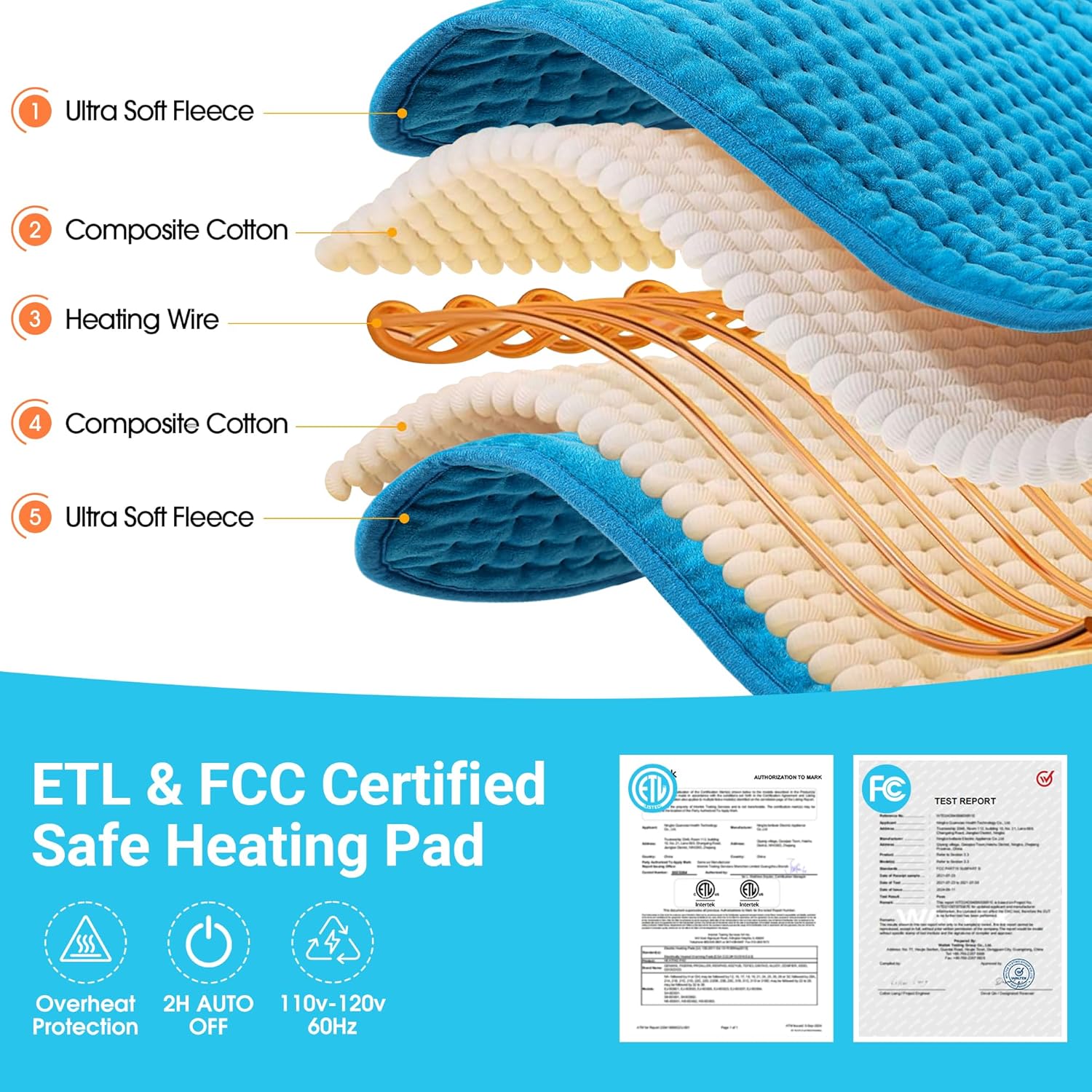 Thumbnail 5 de Boileau Extra Large 17"×33" Electric Heating Pad for Back Pain and Period Cramps Relief