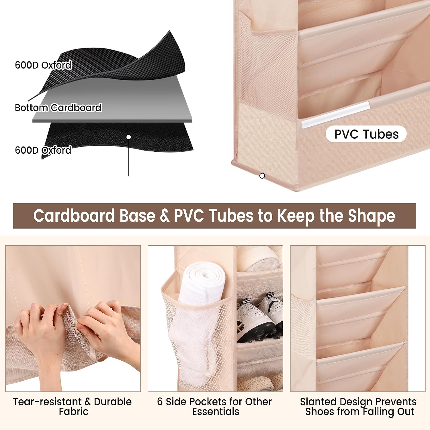 Thumbnail 2 de Erogeen 7 Tier Over the Door Shoe Organizer – Beige