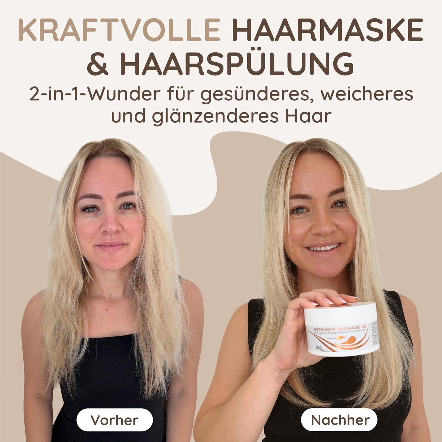 Detalle 2 de Vitamins Keratin Haarmaske Haarkur – Deep Conditioner 1 Einheit