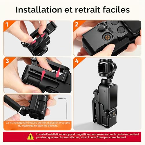 Thumbnail 8 de AMAZEAR Support magnétique pour DJI Osmo Pocket 4P/4/3 – Noir