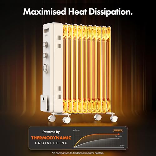 Thumbnail 5 de VonHaus Oil Filled Radiator 11 Fins – 2500W with 24-Hour Timer