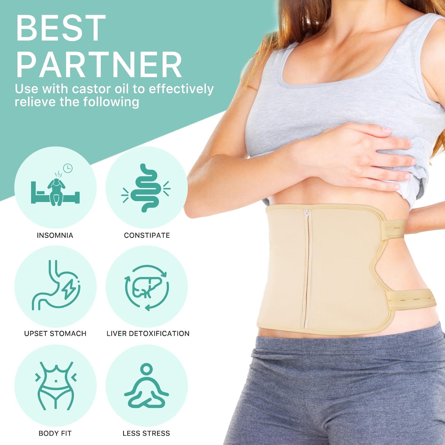 Detalle 2 de Castor Oil Pack Wrap Set, Bamboo Fleece