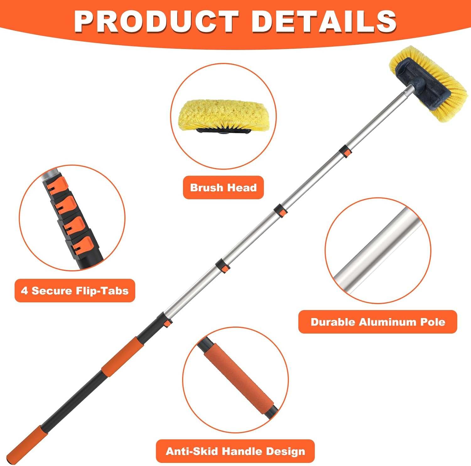 Thumbnail 4 de Buyplus 12FT Car Wash Brush with Long Handle and Aluminum Telescoping Pole