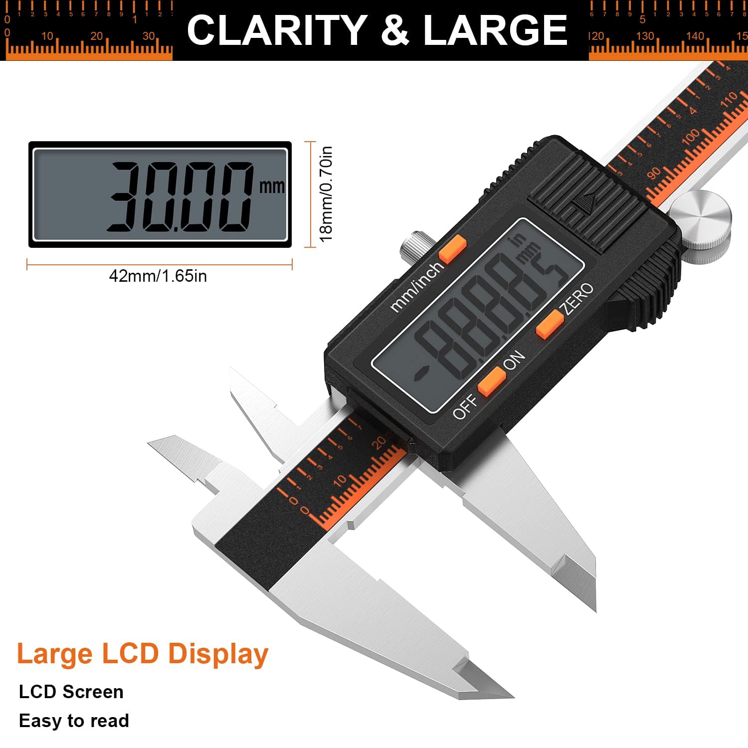 Thumbnail 4 de HARDELL Messschieber Digital 150 mm – Edelstahl, LCD Display, 4 Messmodi, mit 2 Batterien