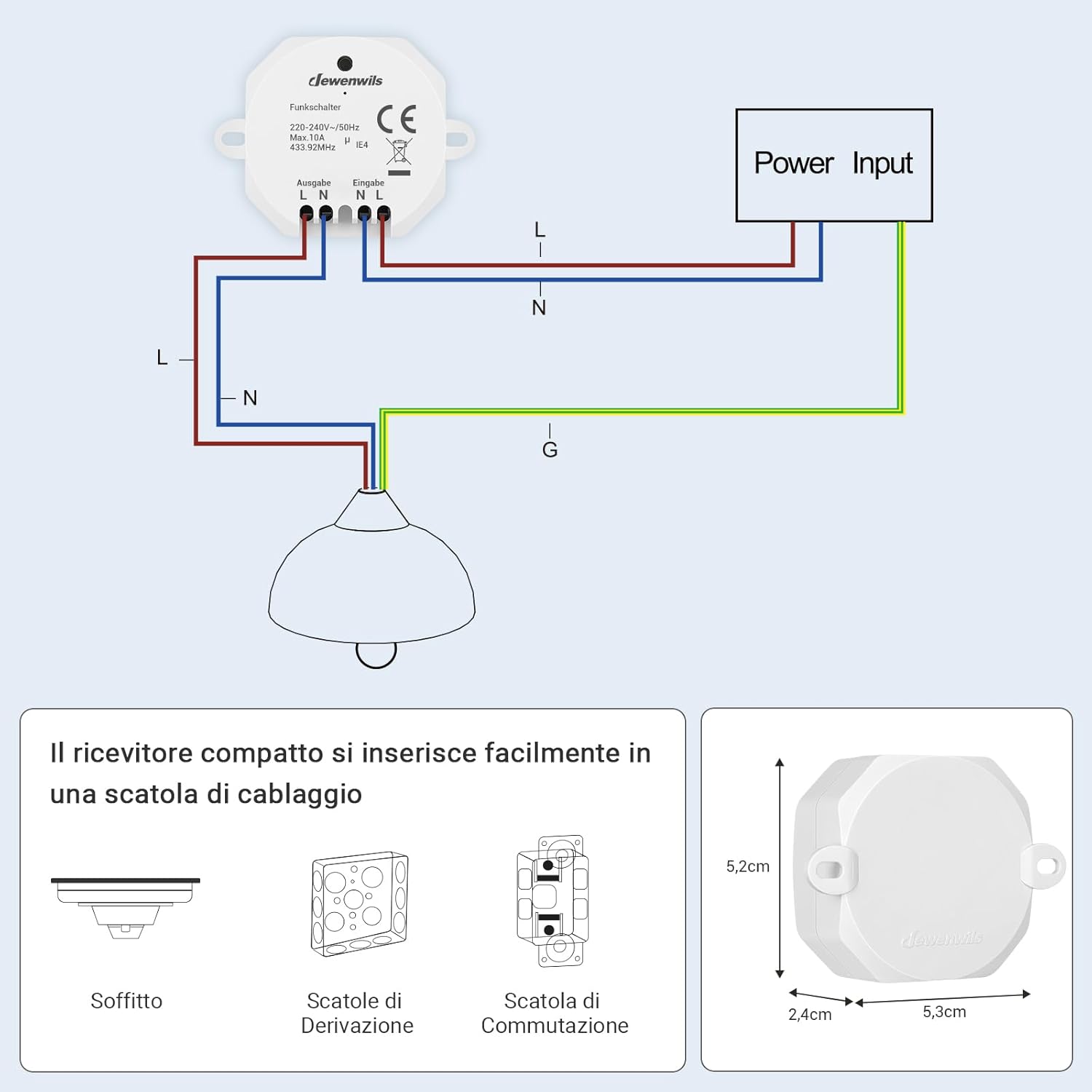 Thumbnail 5 de DEWENWILS Interruttore Wireless con Ricevitore e Interruttore a Parete – 30 m, Bianco
