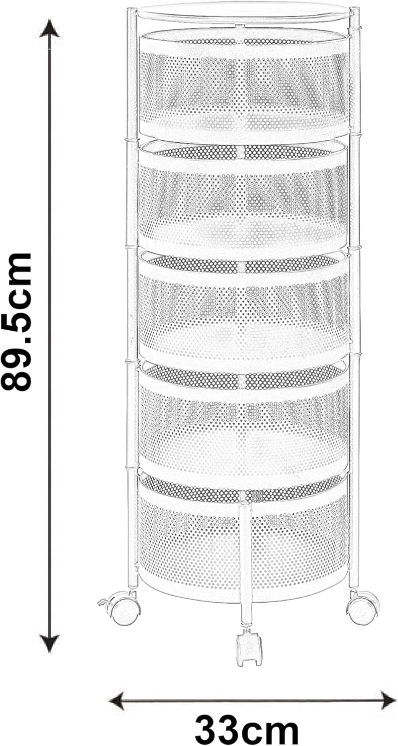 Thumbnail 3 de [en.casa] Chariot de service 5 niveaux en acier noir avec paniers dépliables (90 x 33 cm)