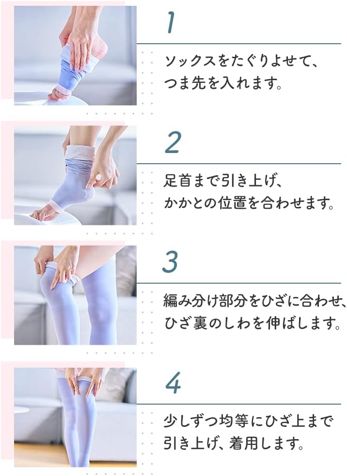 Detalle 1 de メディキュット 着圧ソックス 寝ながら ロング L|つま先なし・コットンフィール素材