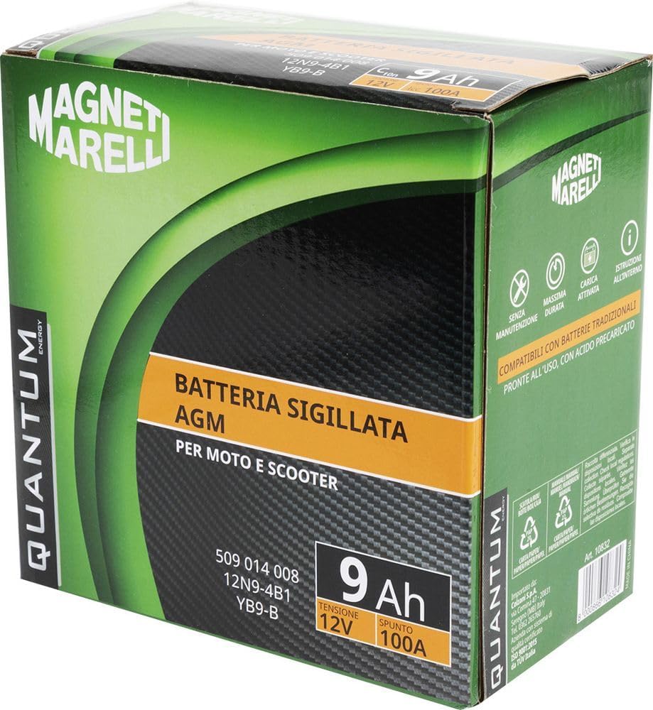 Thumbnail 5 de Quantum Energy Magneti Marelli batteria moto e scooter AGM 9AH 12V 100A polo positivo sinistro