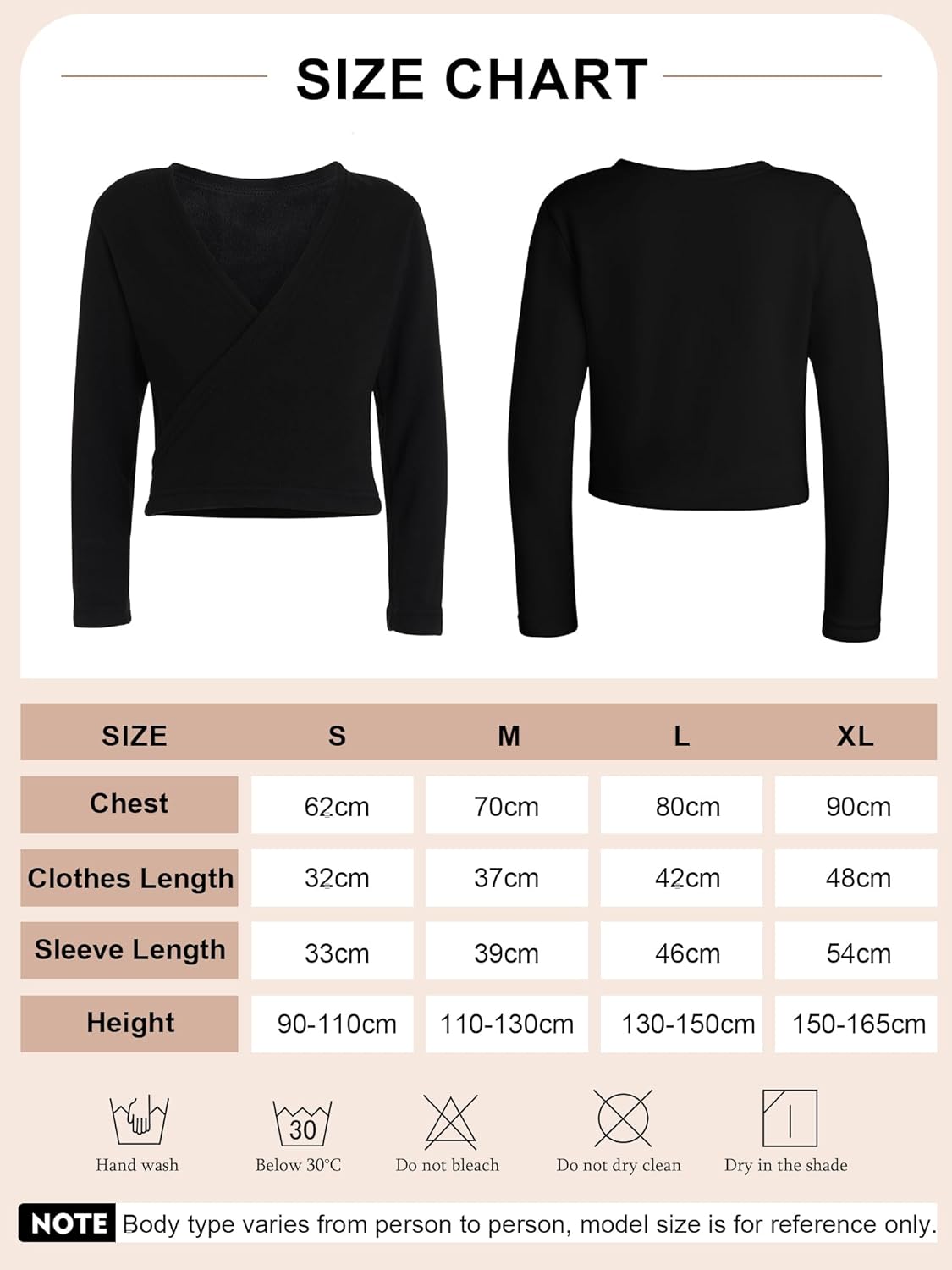 Detalle 2 de Bezioner Ballett Wickeljacke mit Fleece – Langarm, für Mädchen und Damen
