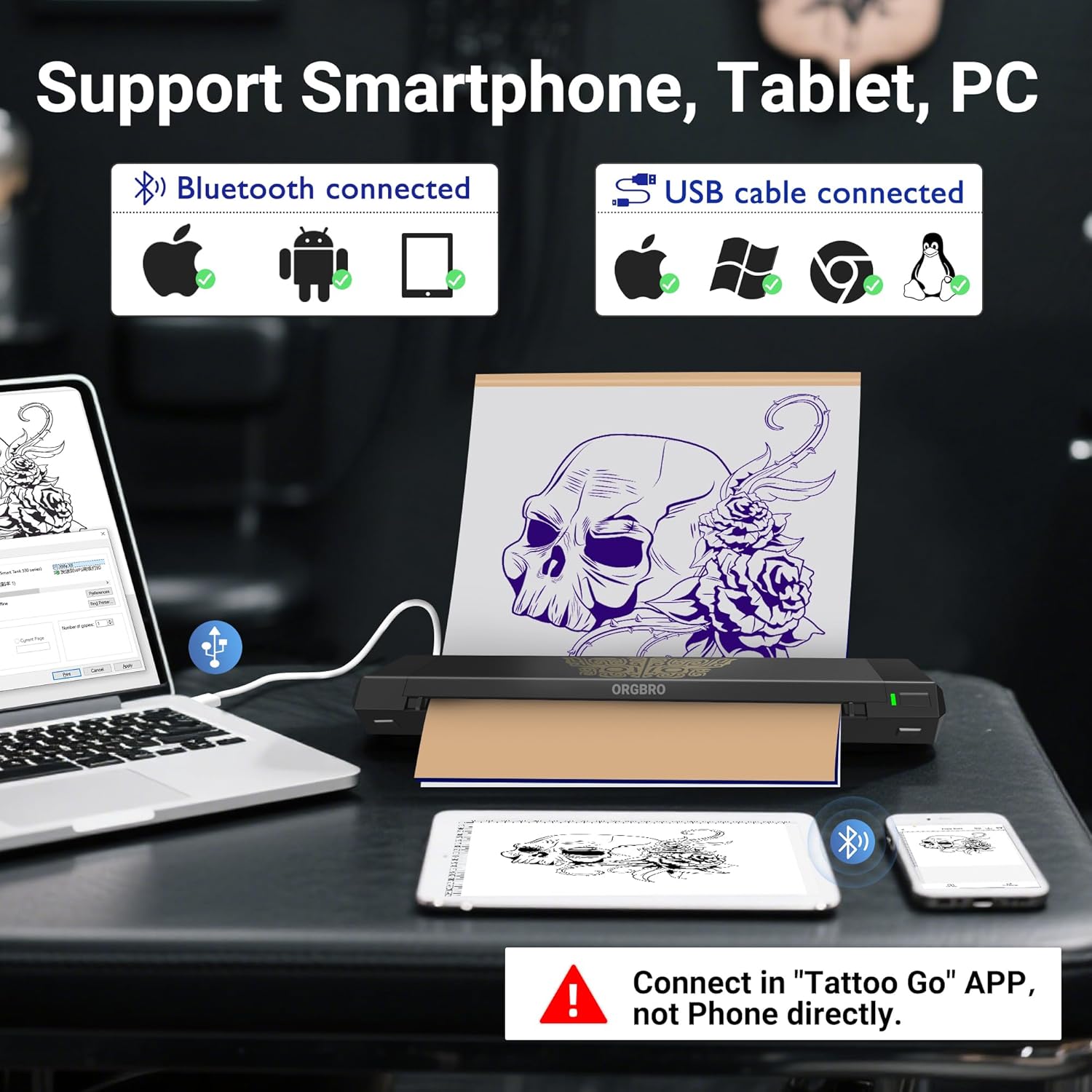 Thumbnail 4 de ORGBRO ORGBRO Tattoo Stencil Printer X8: portable thermal stencil printer with Bluetooth app