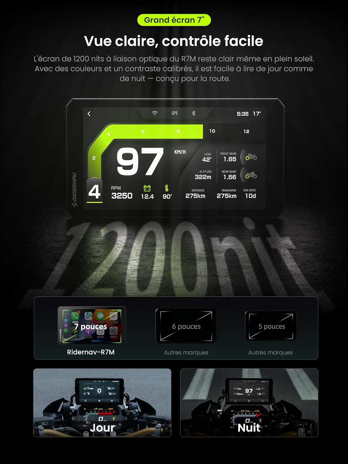 Thumbnail 6 de RiderNav R7M 7" CarPlay et Android Auto sans fil pour motos BMW (Nav Prep 5/6)